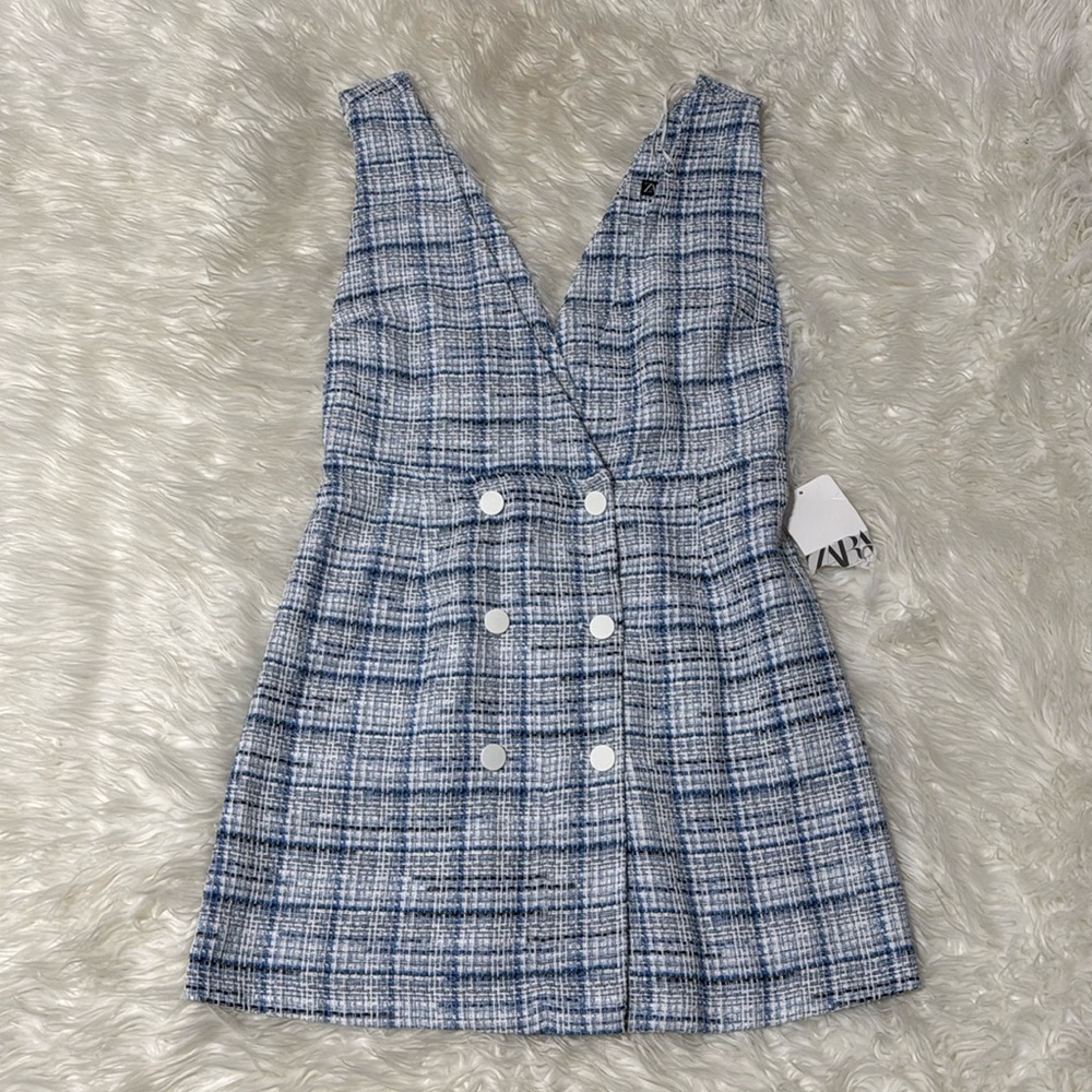 Zara textured overall dress